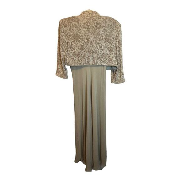 Alex Evenings Dress Women's size 8P Petite‎ Tan Sparkle Mother of Bride Wedding - Picture 2 of 9